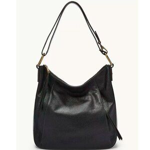 S Fossil Talia Hobo Crossbody Shoulder Bag Black Leather SHB2802001 $228 Retail